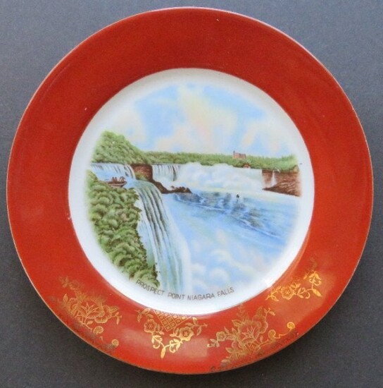 US Zone German Porcelain Plate Niagara Falls 1940s