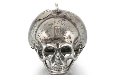 Unsigned, A silver memento mori skull form watch circa 19th century