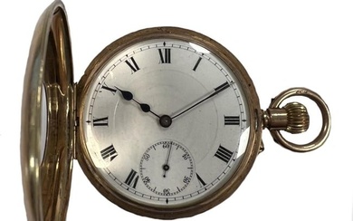 Unsigned - An early 20th century 9ct gold half hunter pocket watch