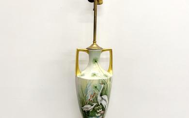 VASE MOUNTED AS TABLE LAMP.
