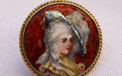 VICTORIAN FRENCH 14K GOLD ENAMELED BROOCH