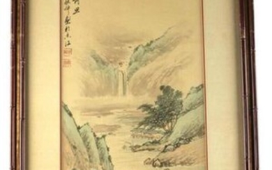 VINTAGE CHINESE SILK LANDSCAPE PAINTING