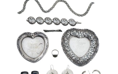 VINTAGE STERLING SILVER JEWELRY PIECES AND FRAMES