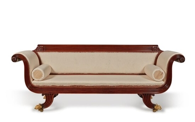 Very Fine and Rare Classical Carved Mahogany Sofa, Attributed to Edward Priestley (1778-1837), Baltimore, Maryland, Circa 1815