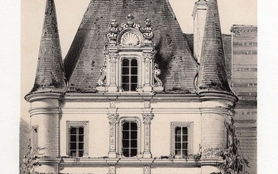 Victor Petit 1800s Original Lithograph Old Villiers Castle Signed Framed