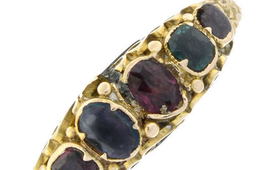 Victorian 15ct gold gem-set dress ring