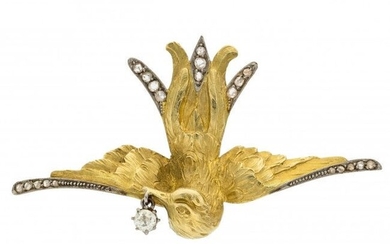 Victorian Diamond, Gold Brooch-Pendant Stones