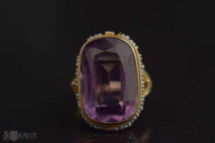 Victorian Gold Amethyst & Natural Pearl