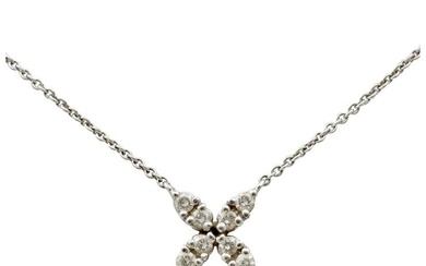 Vintage Diamonds 14K White Gold Italian Clover Pendant Chain