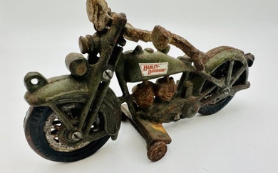 Vintage Harley Davidson motorcycle cast iron metal pull toy