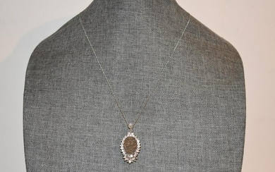Vintage Sterling Silver rhinestone Necklace Pendant 20"