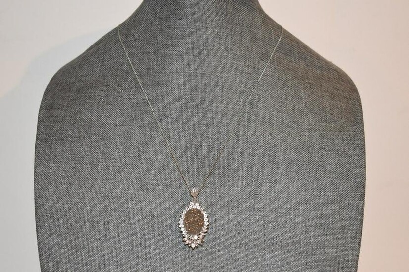 Vintage Sterling Silver rhinestone Necklace Pendant 20"