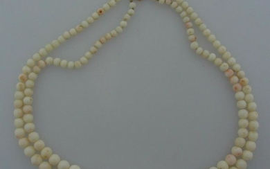 WOW 18k Yellow Gold & Angel Skin Coral Double Strand