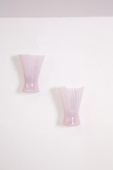 Wall Lamps in Pink Zanfirico Glass by Venini