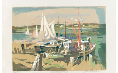 XAVIER GONZALEZ, Massachusetts/Mexico, 1898-1993, "Wellfleet No. 3"., Silkscreen on paper, 19" x 24". Unframed.