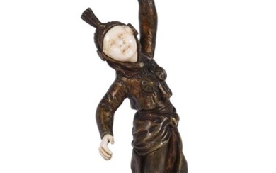 Y Bruno Zach, an Art Deco cold painted bronze and ivory model of a child in costume