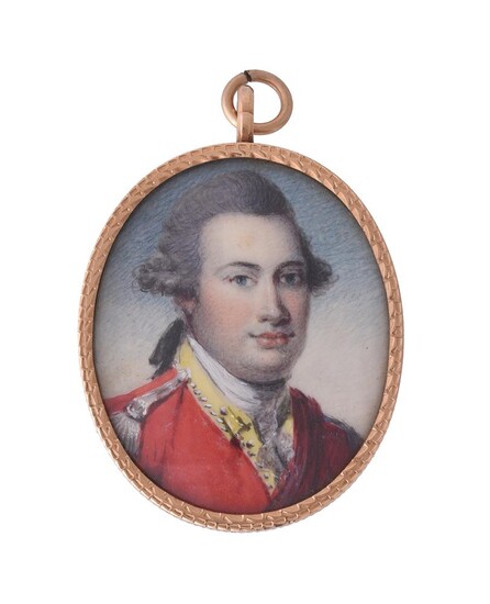 Y English School (18th century), An officer of Dragoons, wearing red coat with yellow facings