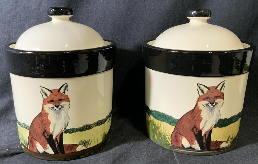 ZEPPA Signed Lot 2 Painted Fox Jars