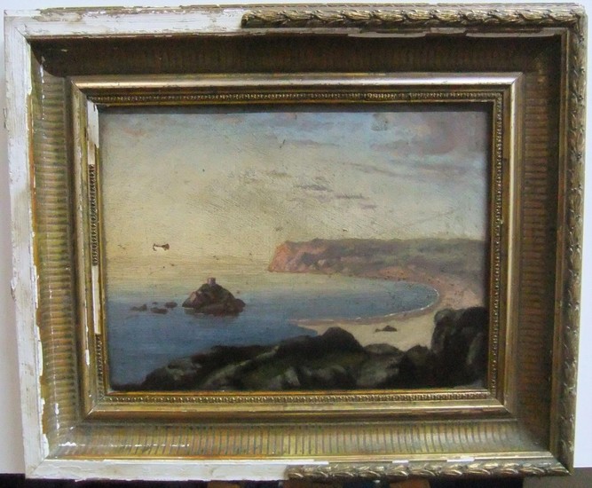 circa 1900, unsigned, Jersey coastal scene oil on canvas, or...