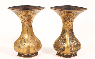 iGavel Auctions: Pair of Japanese Shibayama Lacquer Vases, Meiji period ASW1N