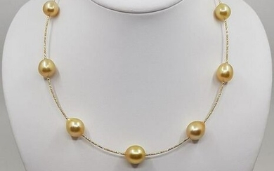 kt. Yellow Gold - 11x13mm Golden South Sea Pearls