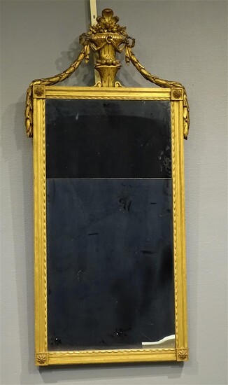(-), rechthoekige Louis XVI spiegel in vergulde en...