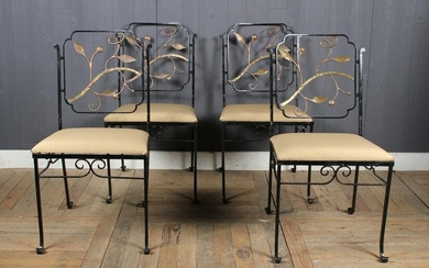 4 Wrought Iron and Bronze Chairs