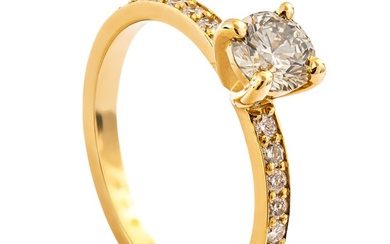 0.79 tcw Diamond Ring Yellow Gold - Ring - 0.54 ct Diamond - 0.25 ct Diamonds - No Reserve Price