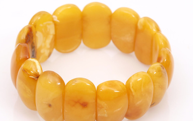 100% Natural amber bracelet Amber, color - egg yolk, opaque. Weight 29.72 g Approximate size of amber pieces - 2.4x1.4x0.7 cm
