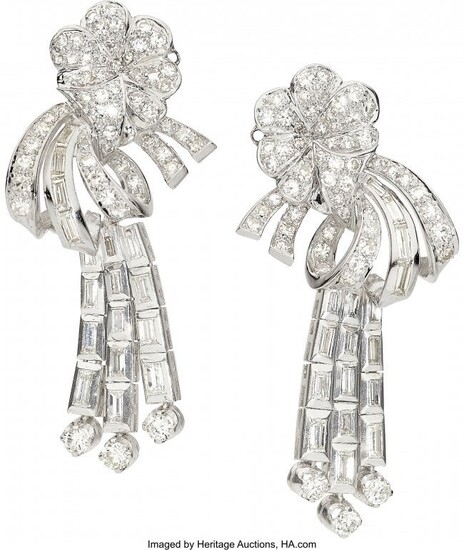 10019: Diamond, Platinum, White Gold Earrings Stones