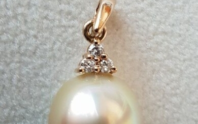 10.07 - 18 kt. Pink gold - Pendant - 0.06 ct Golden South Sea Pearl - Diamond