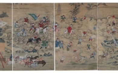 Chinese allegorical painted screen
