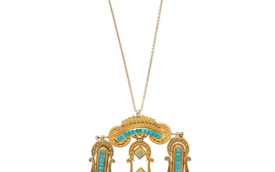 Gold and Turquoise Pendant