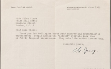 Jung, Carl (1875-1961) Typed Letter Signed, 4 June 1955.