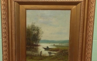 William F Hulk (1852-1906), Fisherman on a boat, signed, oil...