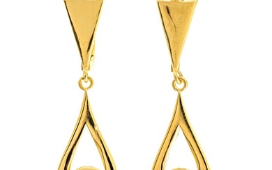 1.02 tcw Diamond Earrings - 14 kt. Yellow gold - Earrings - 1.02 ct Diamond - No Reserve Price