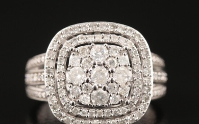 10K 1.01 CTW Diamond Double Halo Ring