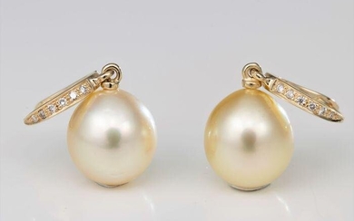 10x11mm Golden South Sea Pearls - 14 kt. Yellow gold