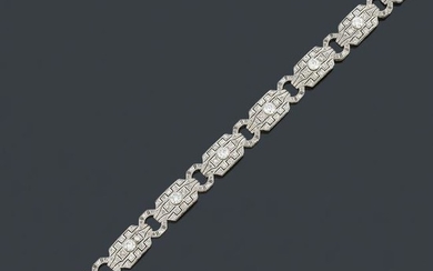 Art deco' bracelet in platinum with old and rose cut