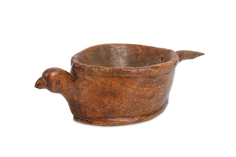 TREEN: A 19TH CENTURY CONTINENTAL (POSSIBLY SCANDINAVIAN) DRINKING VESSEL...