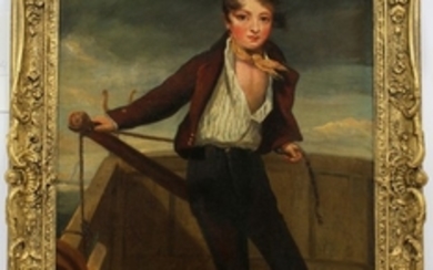 ENGLISH SCHOOL OIL ON CANVAS PROB. 19TH C. 21 15 PORTRAIT OF YOUNG SAILOR