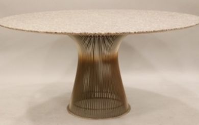 WARREN PLATNER FOR KNOLL MARBLE AND NICKEL PLATED STEEL DINING TABLE 28.5 DIA 60