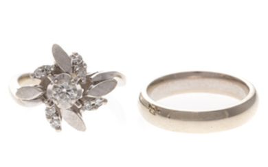 A 14K Diamond Engagement Ring & Wedding Band