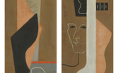John Banting (1902-1972), Abstract Masks; diptych