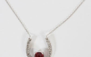 1.95CT NATURAL RED SPINEL .60CT DIAMOND H VS NECKLACE 18 5.2 GR
