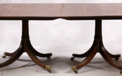 ENGLISH REGENCY STYLE PEDESTAL LEAVES DINING TABLE SHOWN WITH PEDESTALS