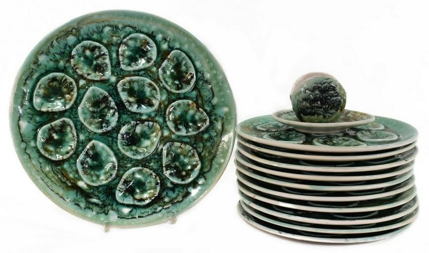 (12) FRENCH NIDERVILLER FAIENCE OYSTER PLATES