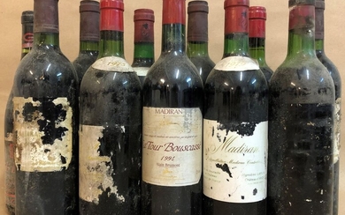 12 bouteilles MADIRAN DIVERS (étiquette tachée,...