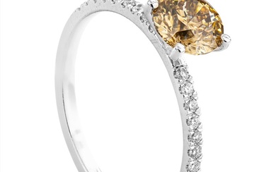 1.22 tcw SI1 Diamond Ring - 14 kt. White gold - Ring - 1.02 ct Diamond - 0.20 ct Diamonds - No Reserve Price