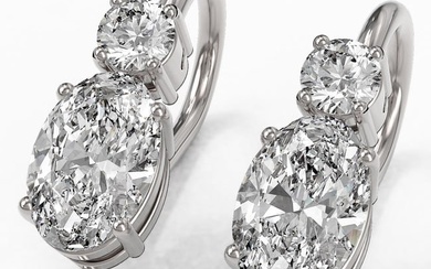 1.25 ctw Oval Cut Diamond Designer Earrings 18K White Gold